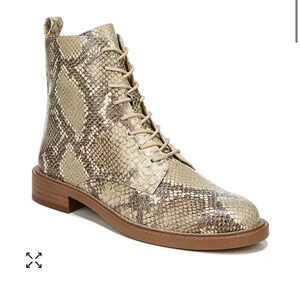Sam Edelman Nina Snake Print Brown Combat Boots Women's Size 6.5 Ankle Lace Up